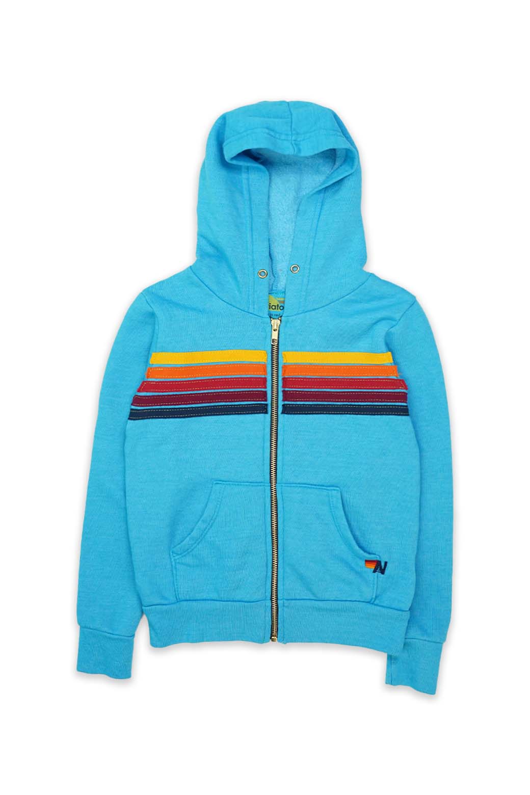 AVIATOR NATION KID S 5 STRIPE HOODIE NEON BLUE