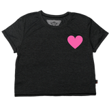 T2LOVE SHORT SLEEVE BOXY T-SHIRT - BLACK/HEART