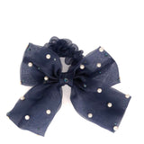 BARI LYNN TULLE PEARL BOW SCRUNCHIE - WHITE