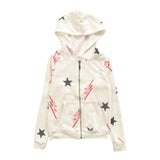 T2LOVE  HOODED ZIP JACKET - IVORY BOLTS