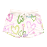 T2LOVE DRAW STRING SHORT - WHITE/MIX HEARTS