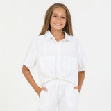 VINTAGE HAVANA FLOWY KNOTTED SHIRT - WHITE