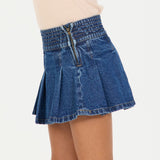 VINTAGE HAVANA PLEATED DENIM SKORT - DENIM