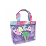 OMG ACCESSORIES "VACAY" CLEAR PURPLE MINI TOTE BAG