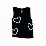 FLOWERS BY ZOE RIBBED TANK - BLACK/WHITE HEARTS