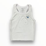 FLOWERS BY ZOE RIBBED TANK - WHITE/OMBRE BLUE CRYSTAL HEART