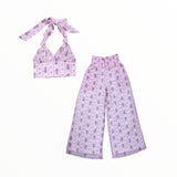 KATIE J TWEEN FLORA WIDE LEG PANT - VIOLET STRIPE FLORAL