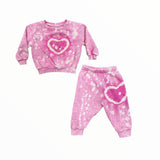 CALIFORNIAN VINTAGE BABY CREW AND JOGGER SET - TIE DYE PINK HEART