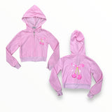 FIREHOUSE ZIP HOODIE - ICE PINK/CHERRY BOW