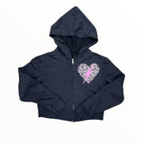 FIREHOUSE ZIP HOODIE -  CHARCOAL/CHEETAH HEART