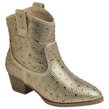 M2B SHORT CRYSTAL ANKLE BOOTS - GOLD