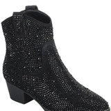 Black Rhinestone Ankle Boots