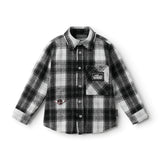 NUNUNU GRUNGE FLANNEL SHIRT - BLACK AND WHITE