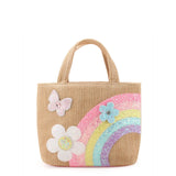 OMG ACCESSORIES DAISY & RAINBOW STRAW MINI TOTE BAG