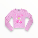 FIREHOUSE RIBBED LONG SLEEVE - ICE PINK/CHERRY BOW