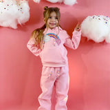 ELLLIE AND MIA RAINBOW GEM SWEATSUIT WITH BEADS - PINK