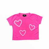 FLOWERS BY ZOE T-SHIRT - NEON PINK/HEARTS