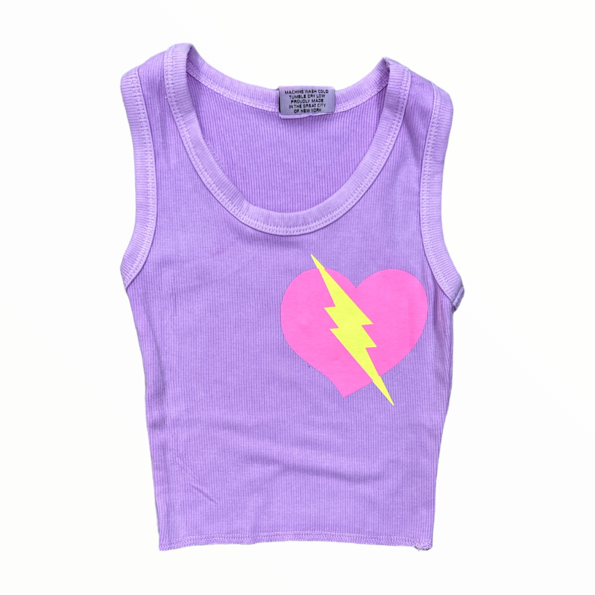 Ribbed Fire Heart Cropped Tank Top