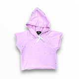 FLOWERS BY ZOE HODDED DRAWSTRING T-SHIRT - BABY PINK STUDDED