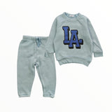 COZII CREW SWEATSHIRT AND SWEATS SET - LA/ BABY BLUE