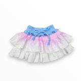 FLOWERS BY ZOE GAUZE SKIRT - BLUE/PINK/WHITE OMBRE