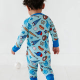 KIKI + LULU CONVERTIBLE FOOTIE - BLUE BASEBALL