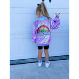 THREE WILDFLOWER DESIGNS PATCH SEQUIN BOMBER JACKET - IRIDESCENT PURPLE