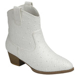 M2B SHORT CRYSTAL BOOTS - WHITE