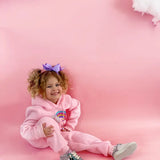 ELLLIE AND MIA RAINBOW GEM SWEATSUIT WITH BEADS - PINK