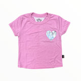 T2LOVE S/S CLASSIC FITTED TEE - PINK/SILVER HEART