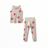 NUNUNU BABY TANK AND LEGGING SET - SMOKEY NATURAL/PINK