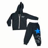 CALIFORNIAN VINTAGE ZIP UP AND JOGGER SET - CHARCOAL SPLATTER STAR