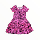 SOCIAL BUTTERFLY S/S RUFFLE DRESS - HOT PINK/HEARTS