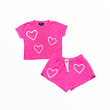 FLOWERS BY ZOE T-SHIRT - NEON PINK/HEARTS