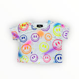 FLOWERS BY ZOE T-SHIRT - WHITE/SPRAY AIR BRUSH SMILEY