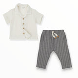 1+ IN THE FAMILY DAVID BUTTON DOWN AND THOMAS PANT - IVORY/PINSTRIPE