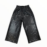 T2LOVE SEQUIN LOOSE FIT ELASTIC WAIST PANT - BLACK SEQUIN