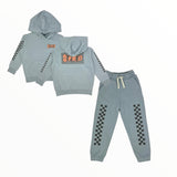 TINY WHALES TOKED HOODIE AND SWEATPANT SET - OCEAN