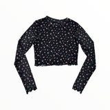 KATIE J TWEEN BOBBI L/S - BLACK DITSY FLORAL