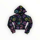 FLOWERS BY ZOE ZIP HOODIE - BLACK/ NEON SMILEY