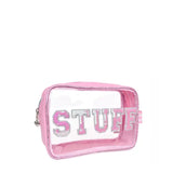 OMG ACCESSORIES STUFF CLEAR SEQUIN POUCH - PINK