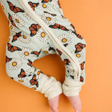 LITTLE ONE BABMBOO FOOTIE - MONARCH BUTTERFLIES