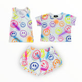 FLOWERS BY ZOE T-SHIRT - WHITE/SPRAY AIR BRUSH SMILEY