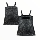 T2LOVE STRAP SLIP DRESS - BLACK SEQUIN