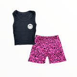 SOCIAL BUTTERFLY BIKE SHORTS - HOT PINK/HEARTS