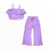 FLOWERS BY ZOE GAUZE WIDE LEG PANT - LAVANDER