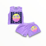 FIREHOUSE MUSCLE TANK - GRAPE/ PALM TREE/BEACH