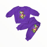 CALIFORNIAN VINTAGE CREW AND JOGGER SET - PURPLE/BEAR