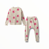 NUNUNU STAR SWEATSHIRT - SMOKEY NATURAL/PINK