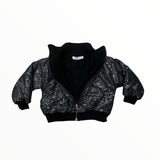 T2LOVE SEQUIN FASHION BOMBER ZIP JACKET - BLACK SEQUIN